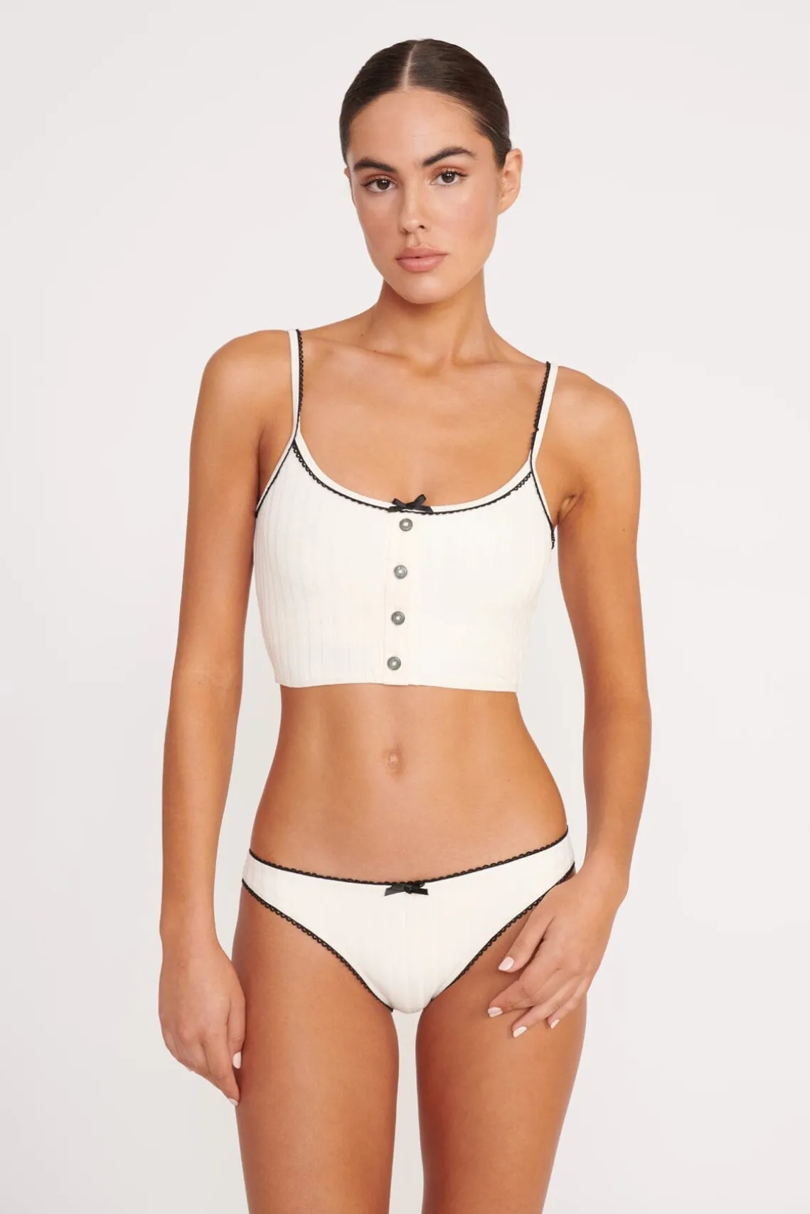 ABBY SWIM TOP IVORY BLACK