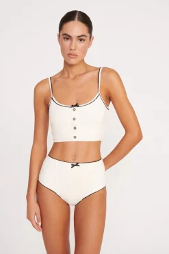 ABBY SWIM TOP IVORY BLACK