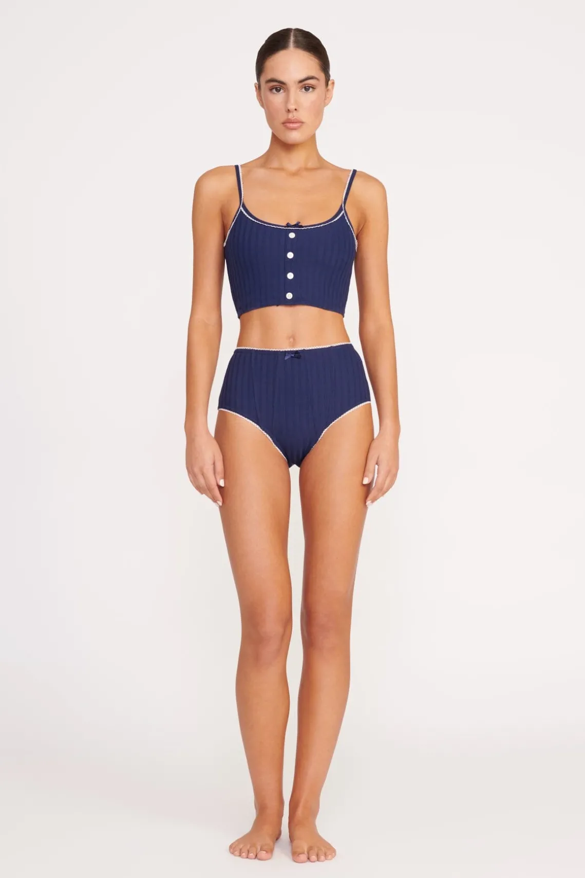 ABBY SWIM TOP NAVY WHITE