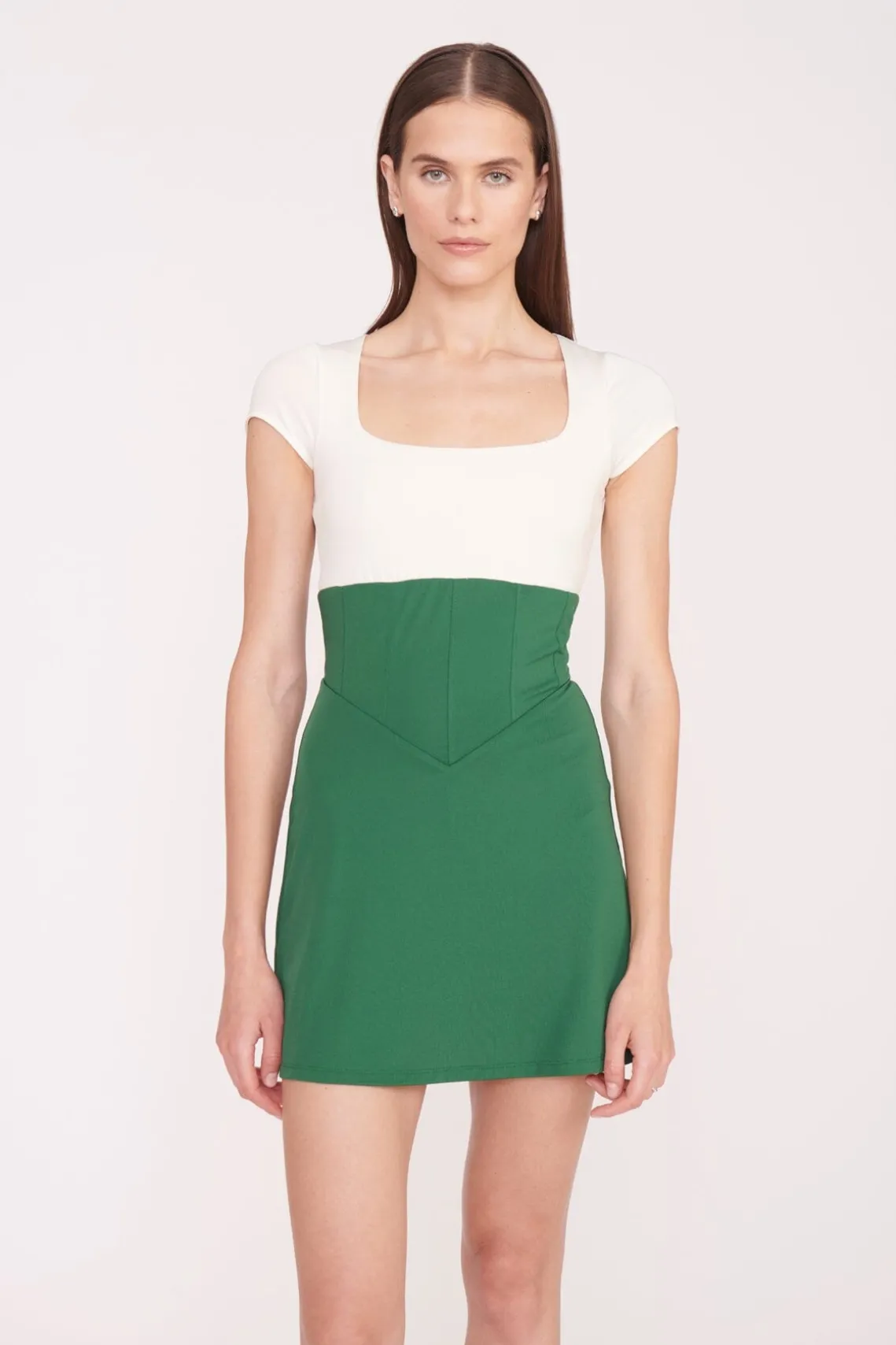 BACKSPIN DRESS COURT GREEN IVORY