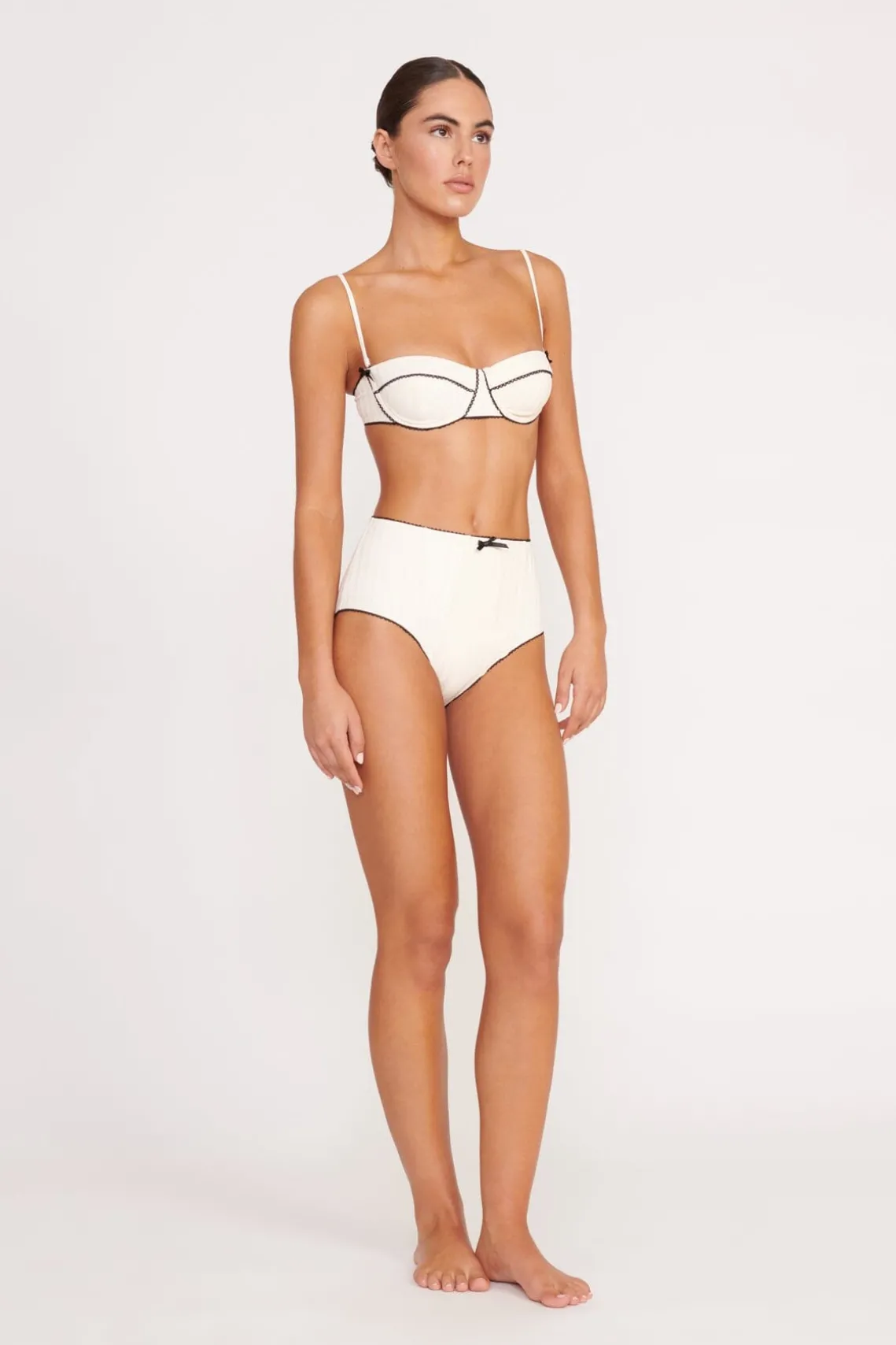 BRENTON HIGH RISE BIKINI BOTTOM IVORY BLACK