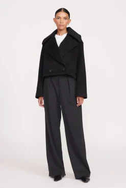 CARVER CROPPED COAT  BLACK