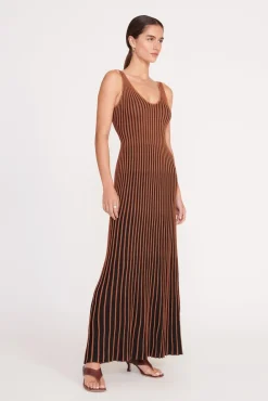 CLARETTA DRESS TAN BLACK
