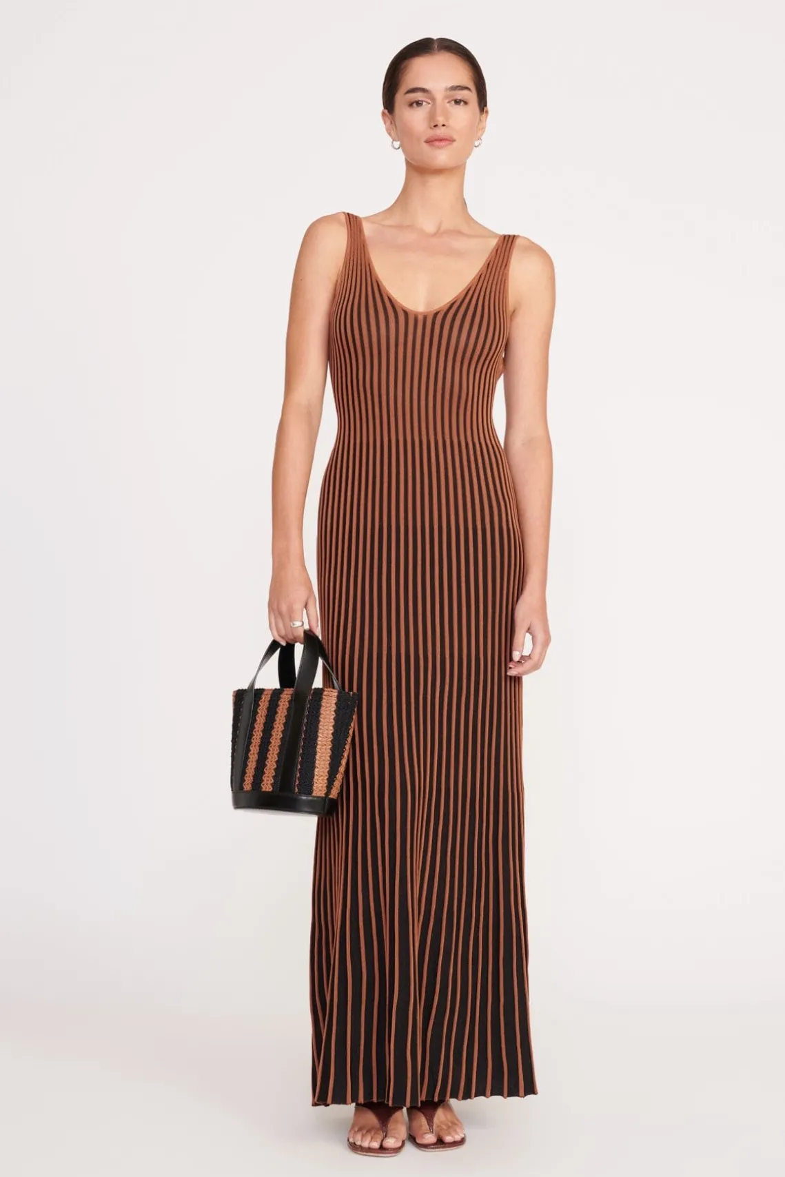 CLARETTA DRESS TAN BLACK