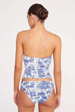 CORSAGE BIKINI BOTTOM BLUE TOILE