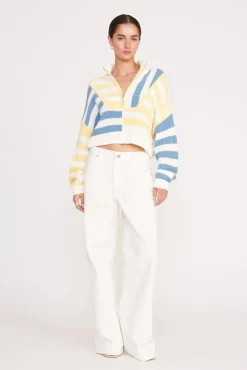 CROPPED HAMPTON SWEATER  BUTTERCUP SEASHORE STRIPE