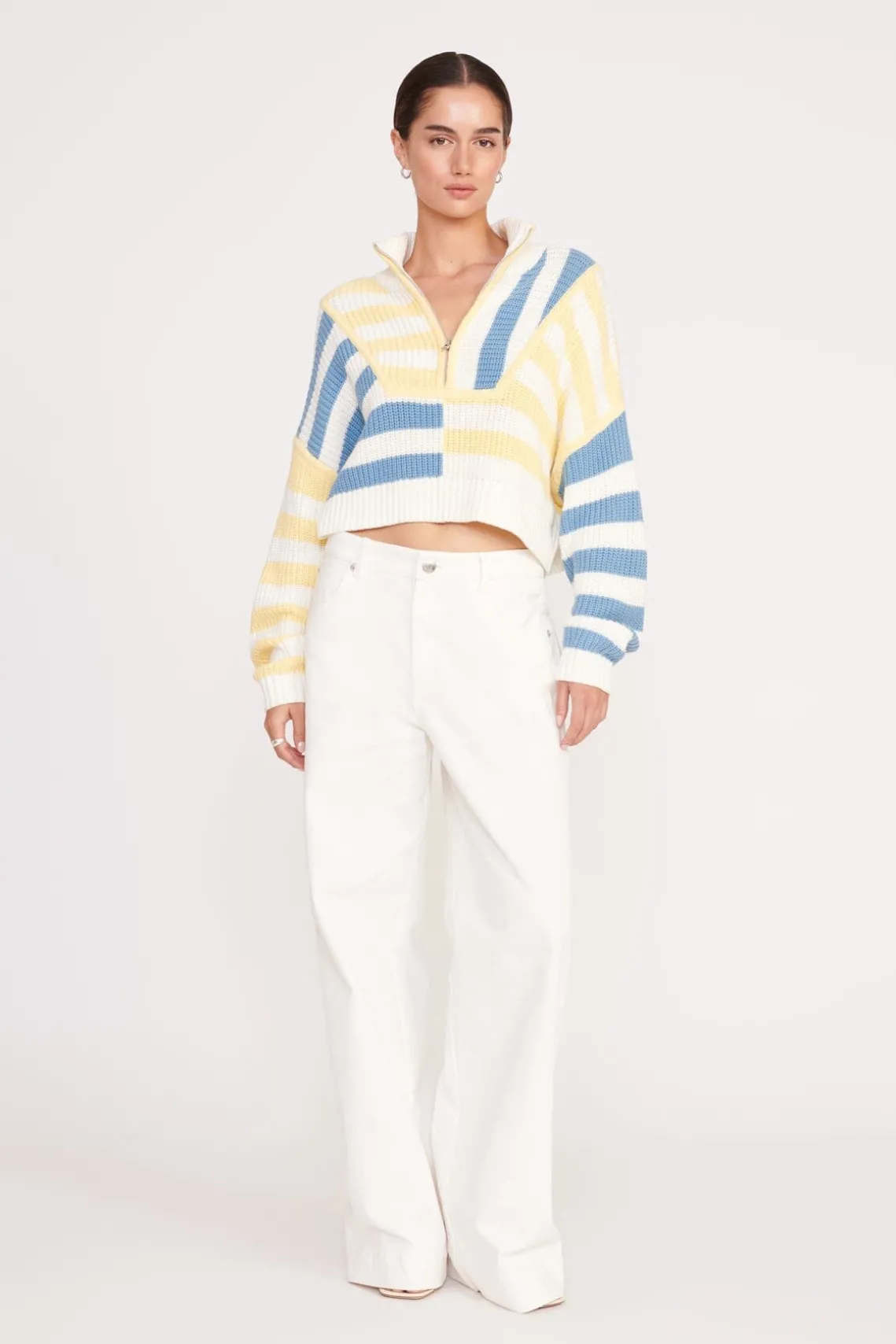 CROPPED HAMPTON SWEATER BUTTERCUP SEASHORE STRIPE