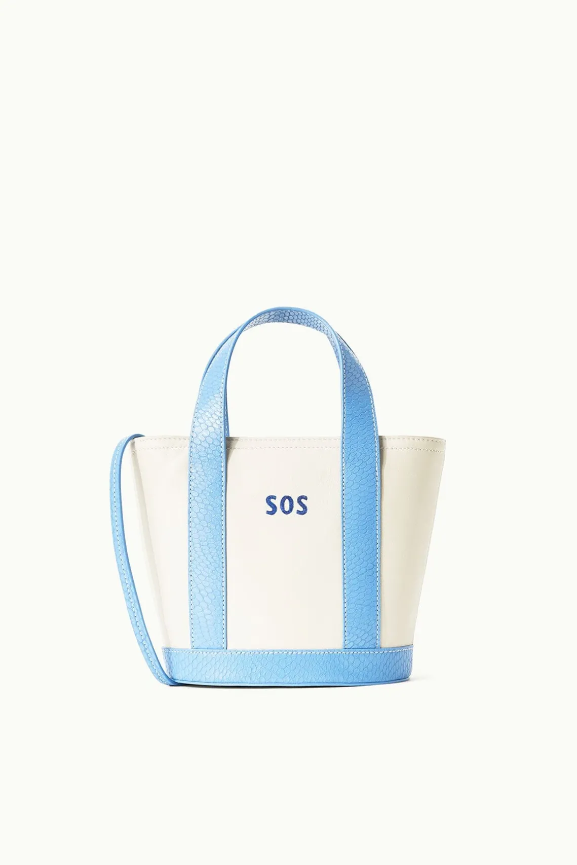 CUSTOM MONOGRAM ALLORA MINI TOTE CREAM STAUD BLUE
