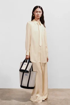 CUSTOM MONOGRAM ALLORA TOTE  CREAM BLACK