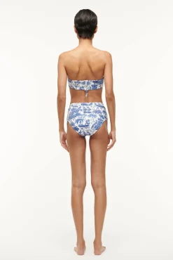 DEVON HIGH RISE BIKINI BOTTOM BLUE TOILE