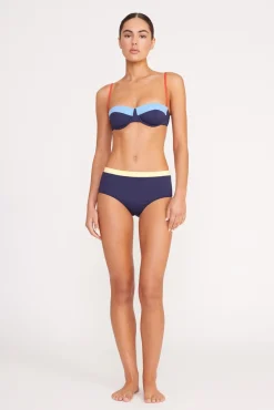 DEVON HIGH RISE BIKINI BOTTOM NAVY COLORBLOCK