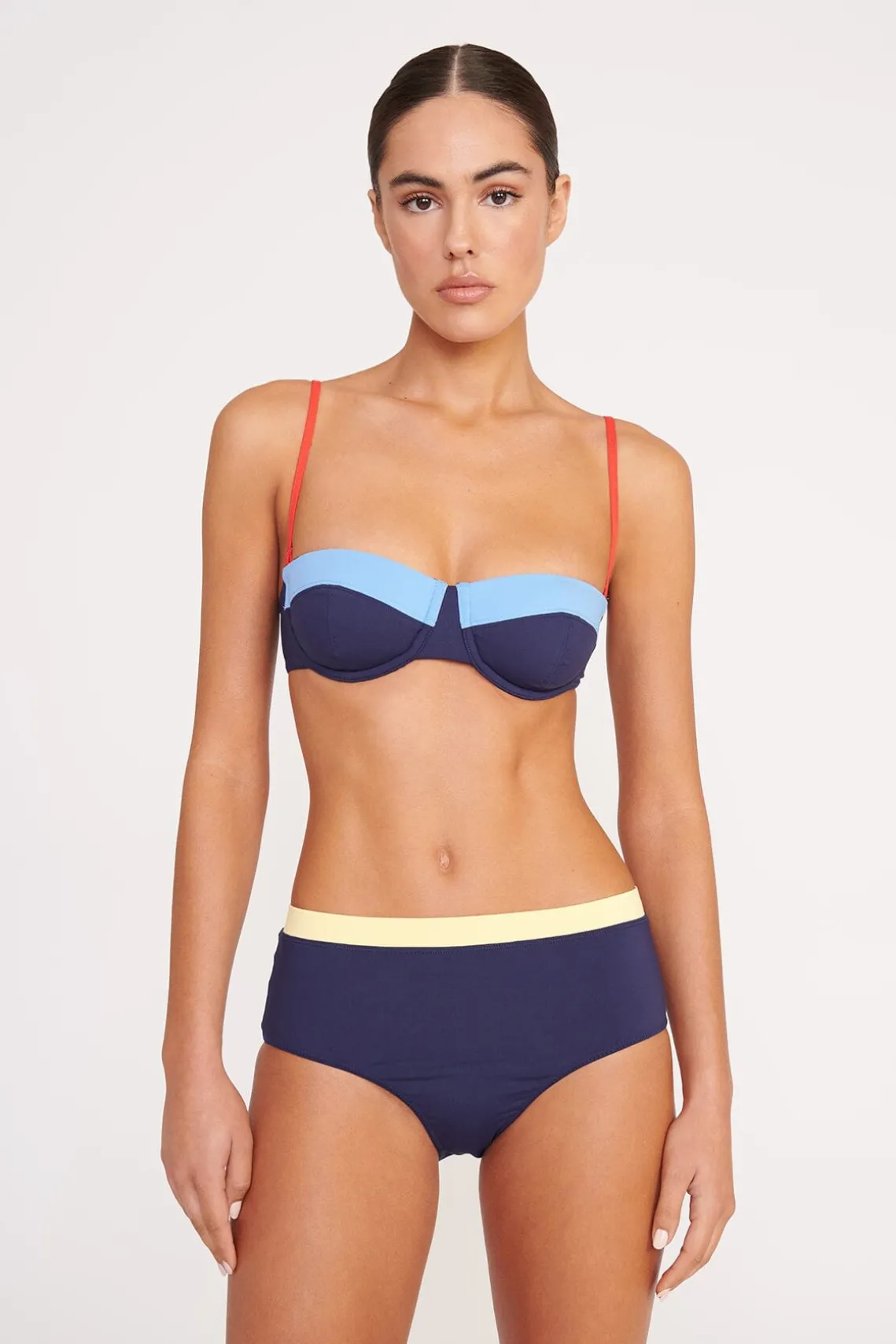 DEVON HIGH RISE BIKINI BOTTOM NAVY COLORBLOCK