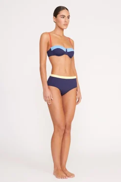 DEVON HIGH RISE BIKINI BOTTOM NAVY COLORBLOCK