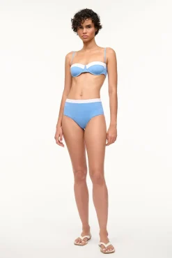 DEVON HIGH RISE BIKINI BOTTOM AZURE WHITE