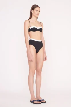 DEVON HIGH RISE BIKINI BOTTOM BLACK WHITE