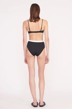 DEVON HIGH RISE BIKINI BOTTOM BLACK WHITE