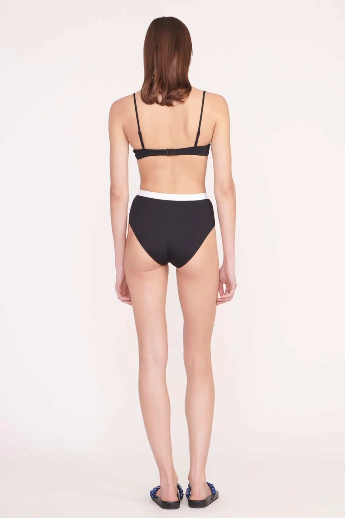DEVON HIGH RISE BIKINI BOTTOM BLACK WHITE