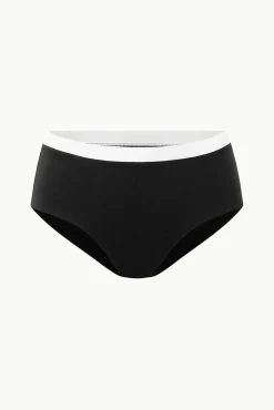 DEVON HIGH RISE BIKINI BOTTOM BLACK WHITE
