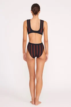 DOLCE ONE PIECE BLACK TAN SEASHORE STRIPE