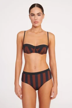 JO BALCONETTE BIKINI TOP BLACK TAN SEASHORE STRIPE