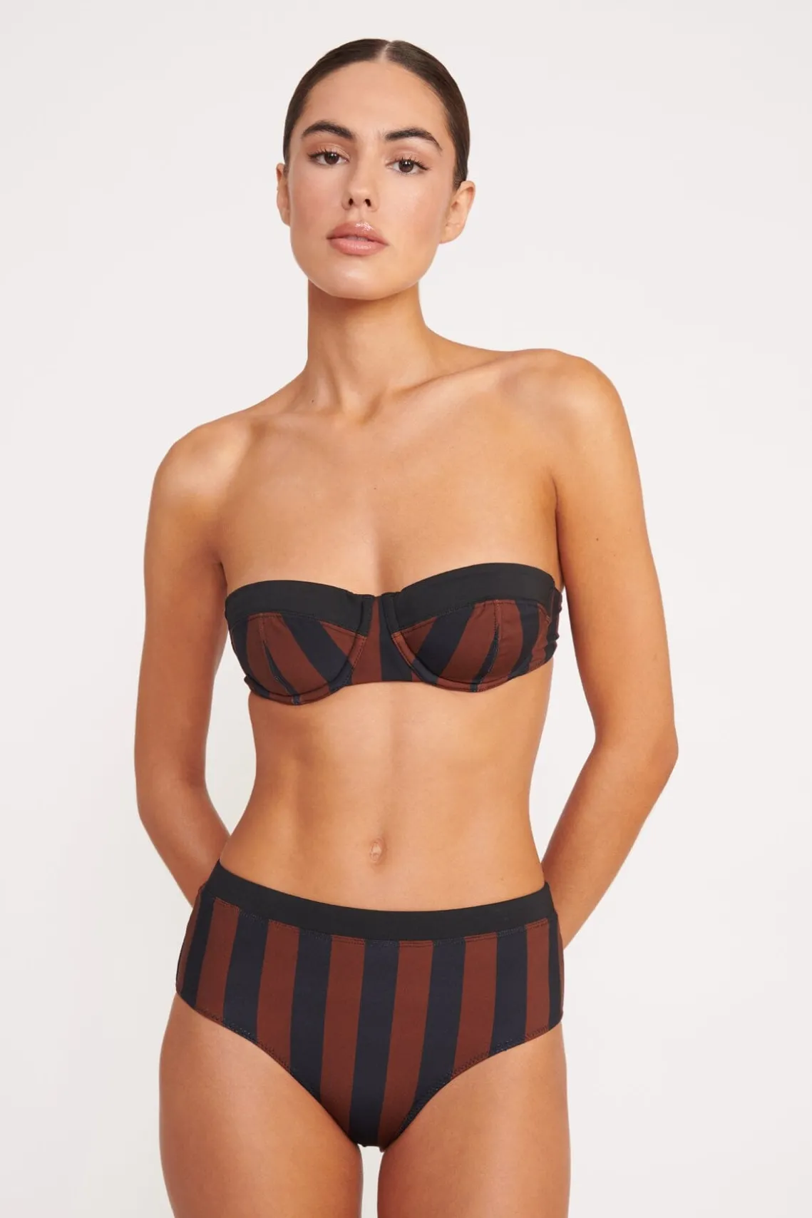 JO BALCONETTE BIKINI TOP BLACK TAN SEASHORE STRIPE