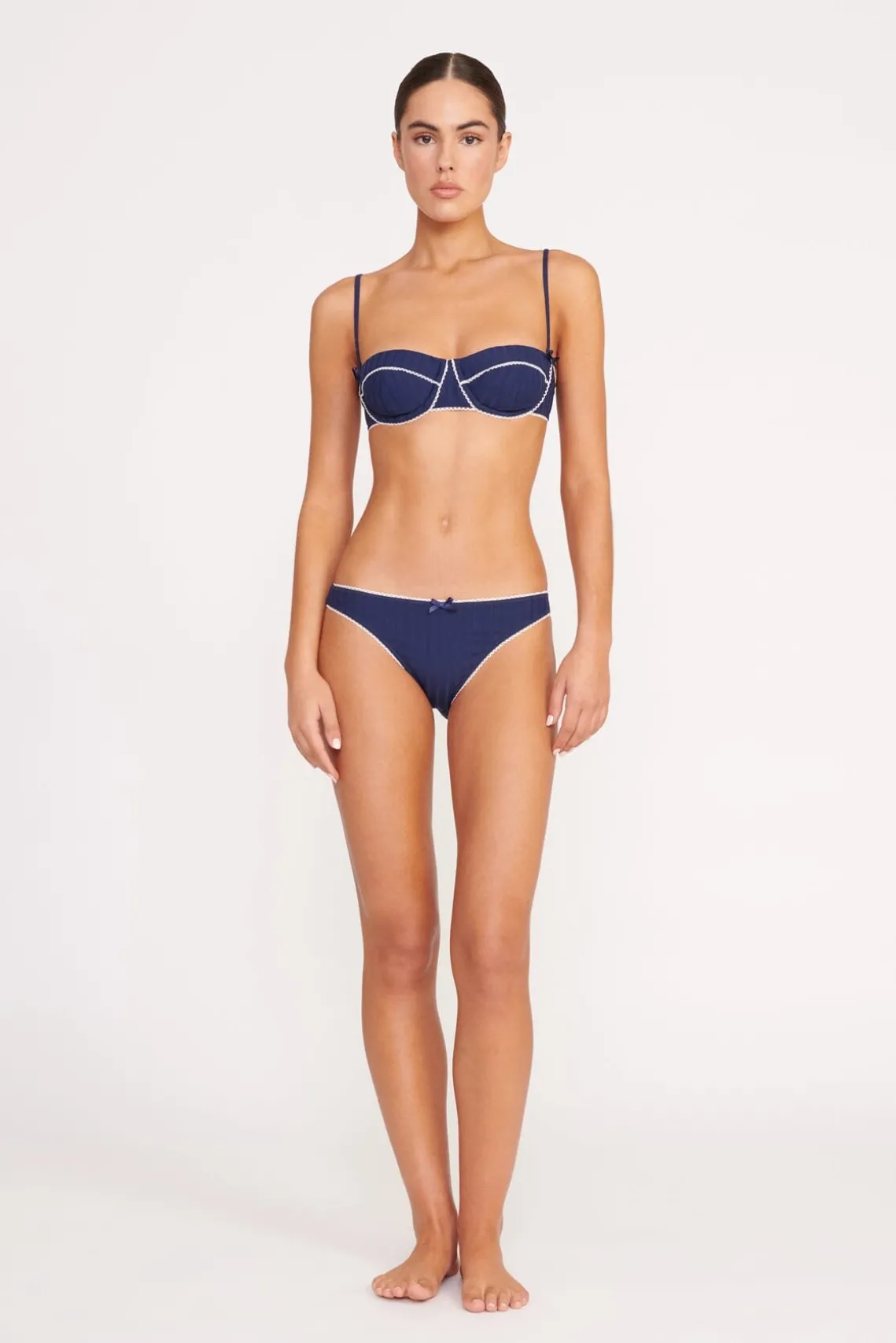JO BALCONETTE BIKINI TOP NAVY WHITE