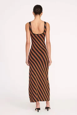 KATIE DRESS BLACK TAN SEASHORE STRIPE