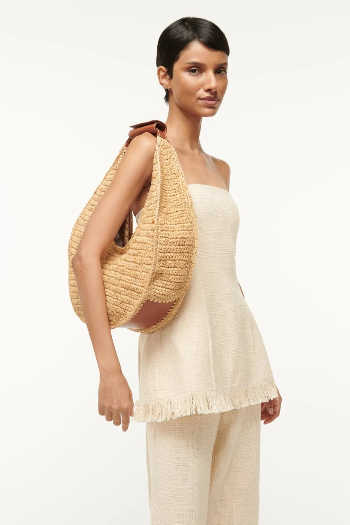 LARGE RAFFIA MOON BAG NATURAL RAFFIA