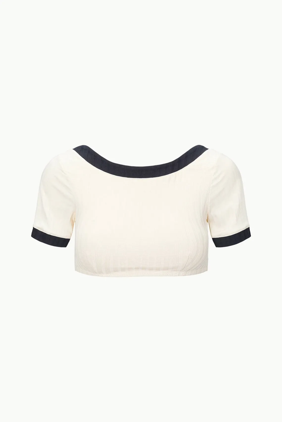 LILY SHORT SLEEVE BIKINI TOP IVORY BLACK