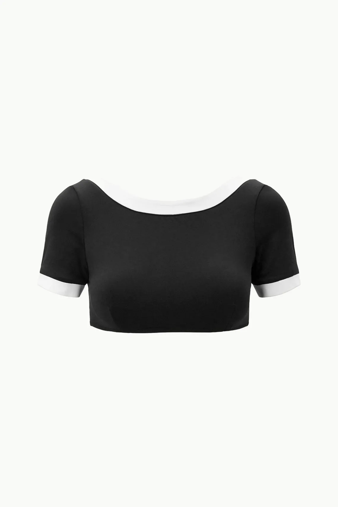 LILY SHORT SLEEVE BIKINI TOP BLACK WHITE