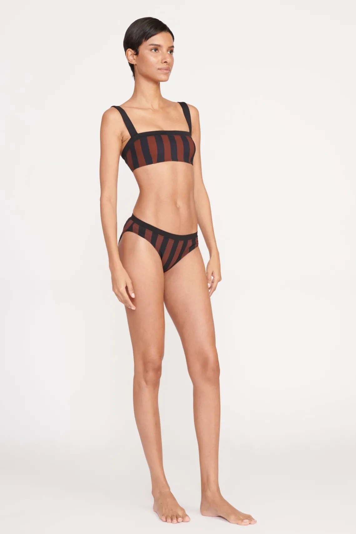 LIV BIKINI TOP BLACK TAN SEASHORE STRIPE