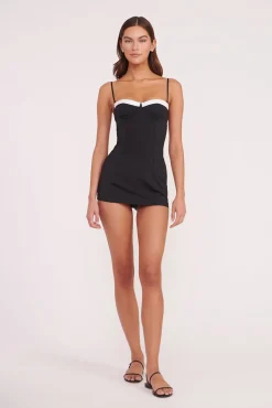 MAEVE SWIM DRESS  BLACK WHITE