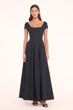MAXI SHORT SLEEVE WELLS DRESS  BLACK