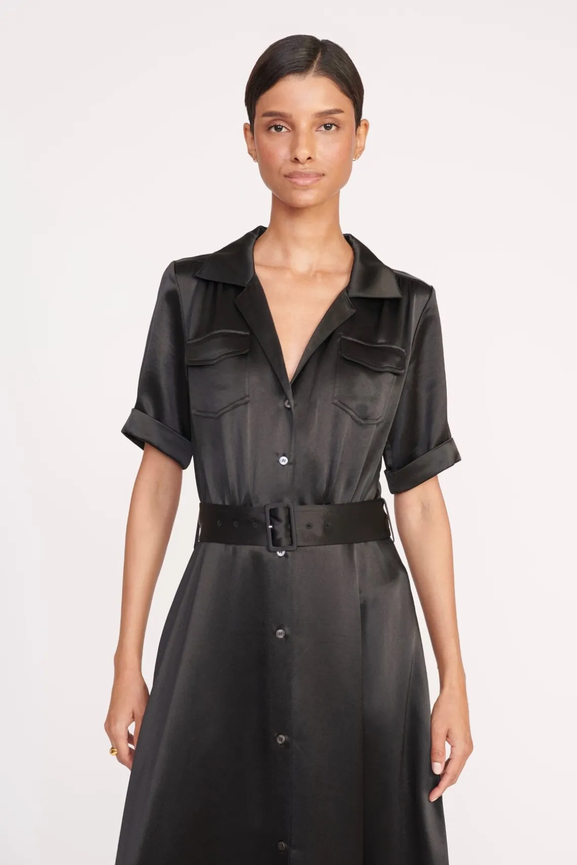 MILLIE DRESS BLACK SATIN
