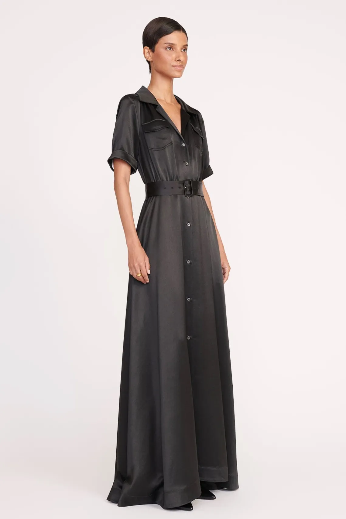 MILLIE DRESS BLACK SATIN