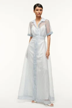 MILLIE DRESS IVORY MICRO STRIPE