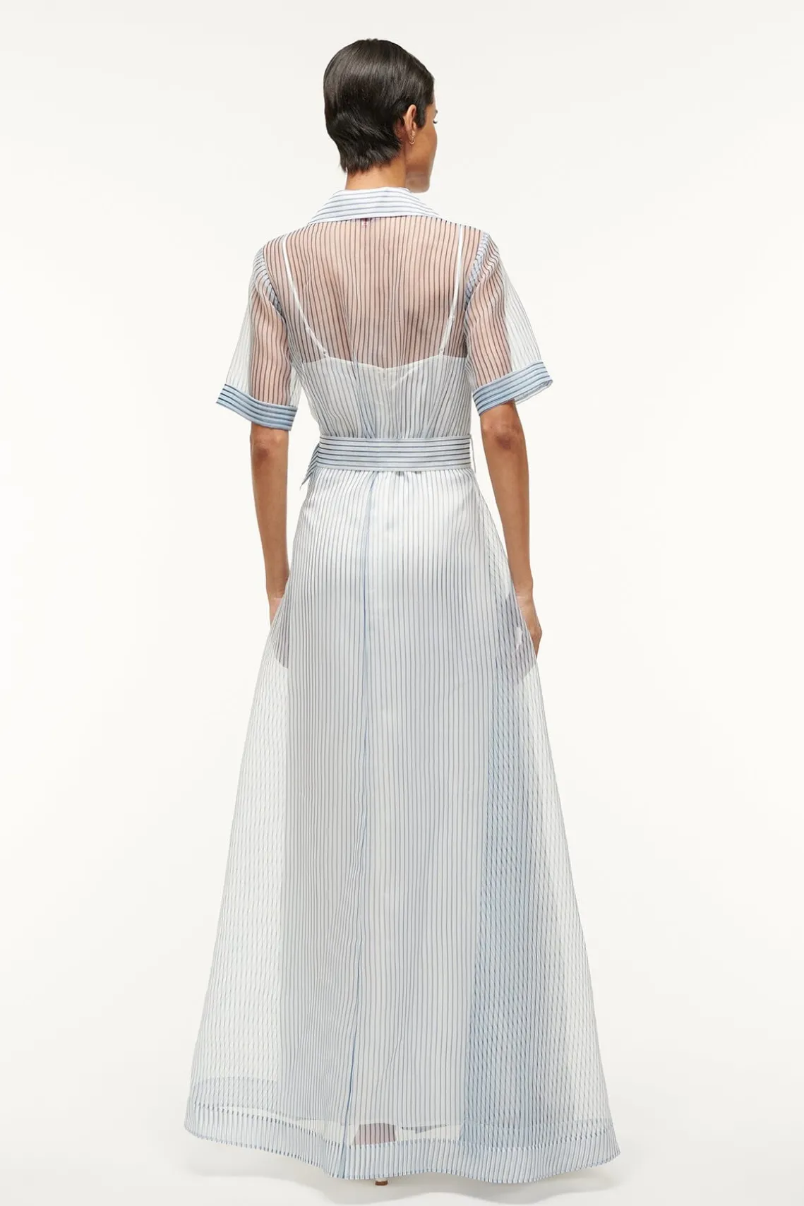 MILLIE DRESS IVORY MICRO STRIPE