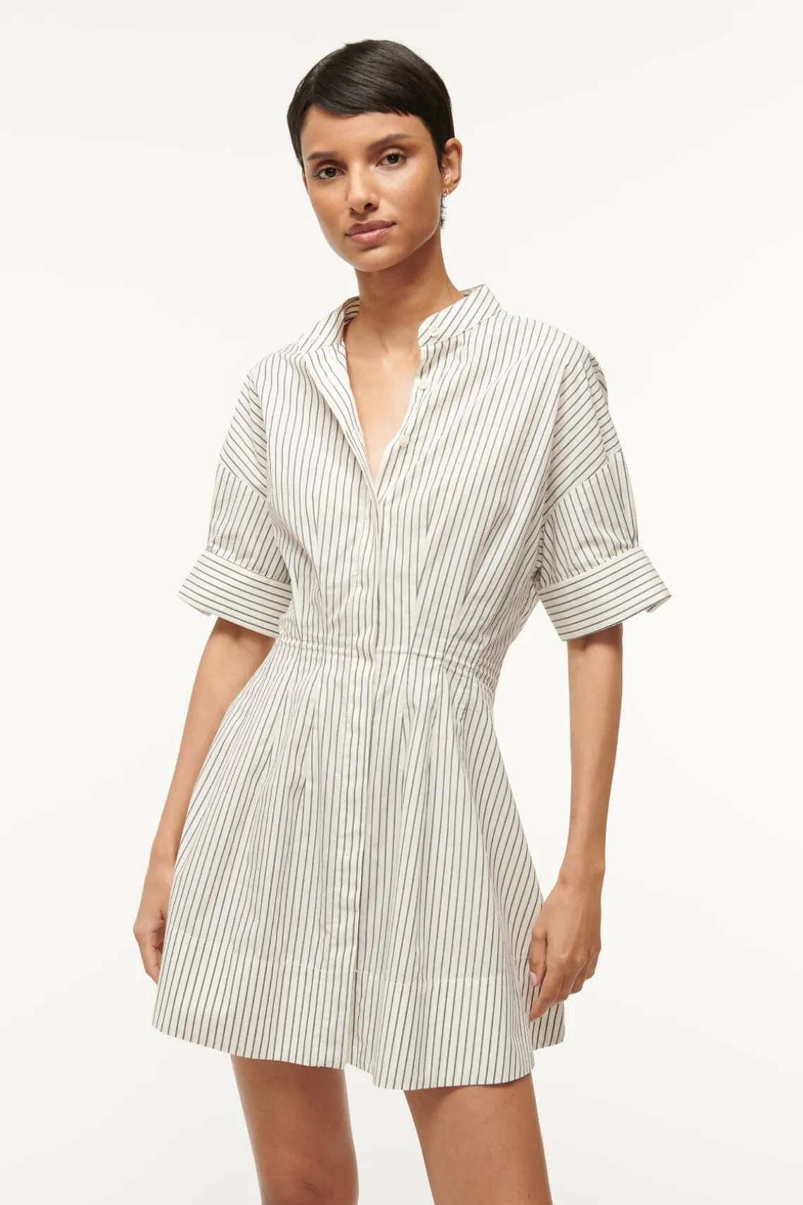 MINI LORENZA DRESS IVORY MICRO STRIPE