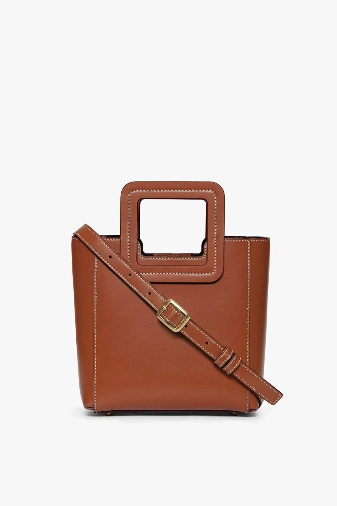 MINI SHIRLEY LEATHER BAG SADDLE