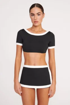 NELL SWIM SKIRT BLACK WHITE