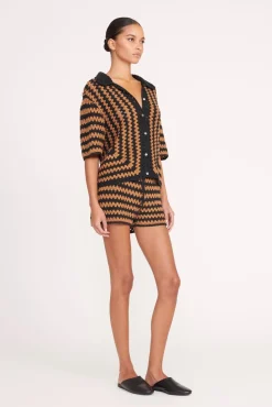 SAMARA SHORT  BLACK TAN SEASHORE STRIPE