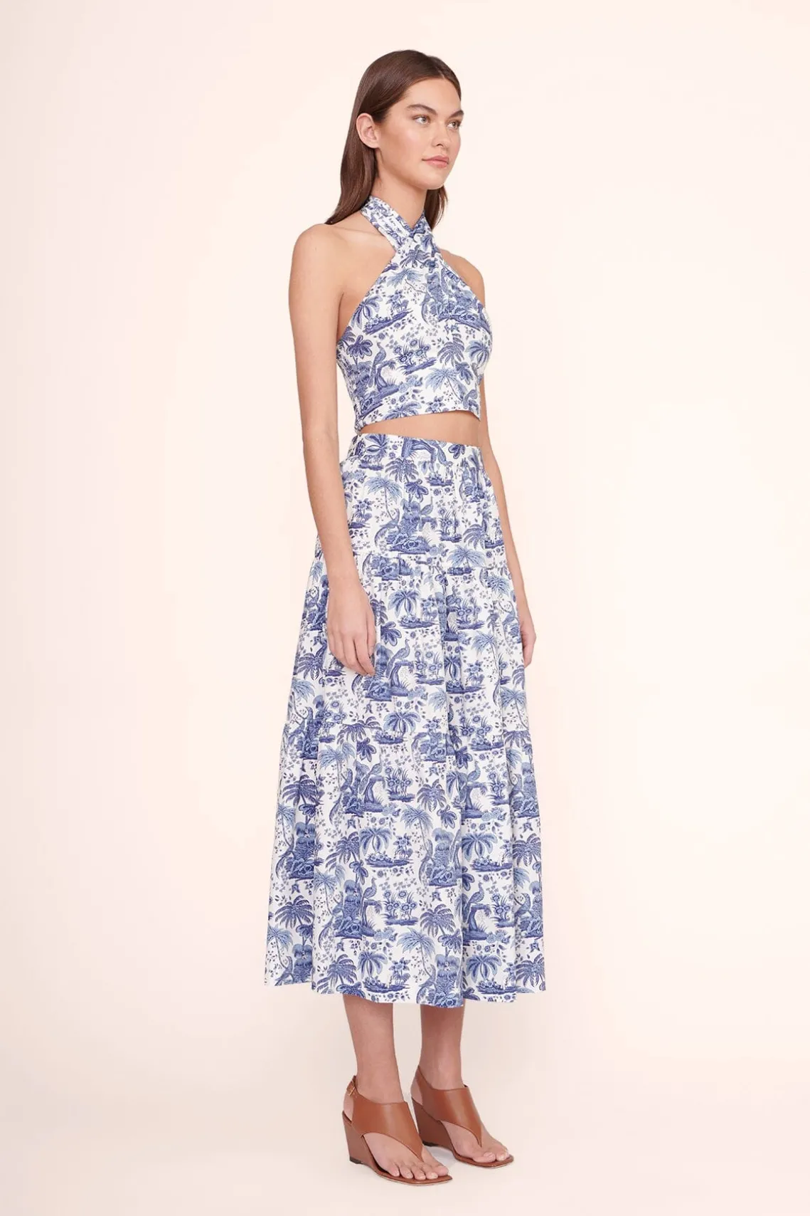 SMOCKED KAI TOP BLUE TOILE