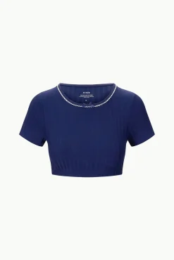 SOLEIL SWIM TOP NAVY WHITE