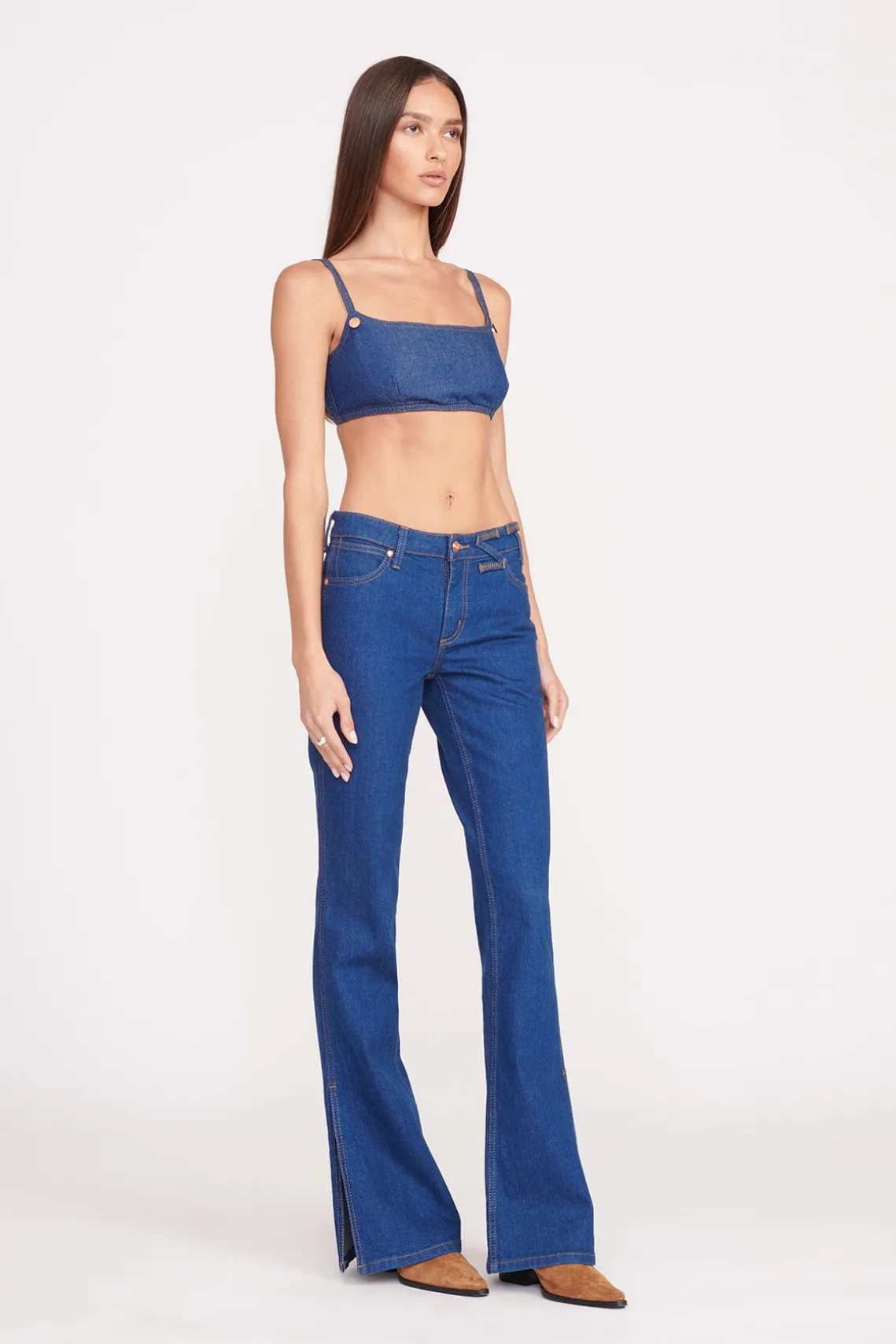 STAUD + WRANGLER THE BIKINI JEAN DARK RINSE