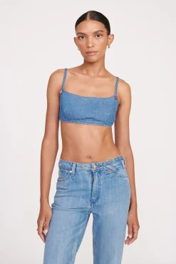 STAUD + WRANGLER THE JEAN BIKINI TOP MID BLUE