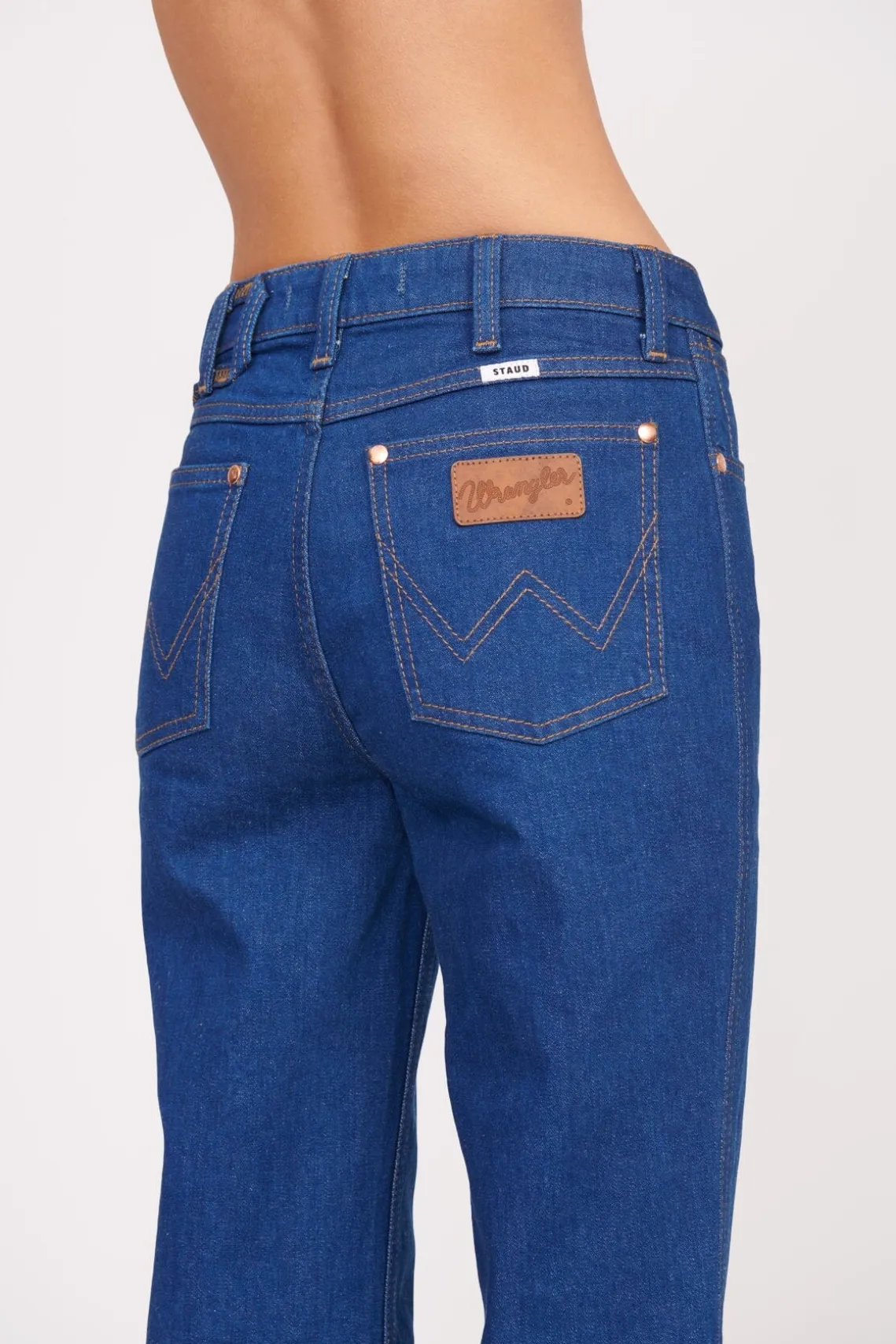 STAUD + WRANGLER THE STRAIGHT CUT JEAN DARK RINSE