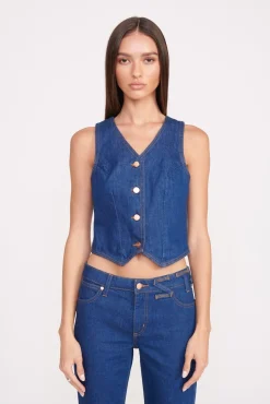 STAUD + WRANGLER THE VEST DARK RINSE