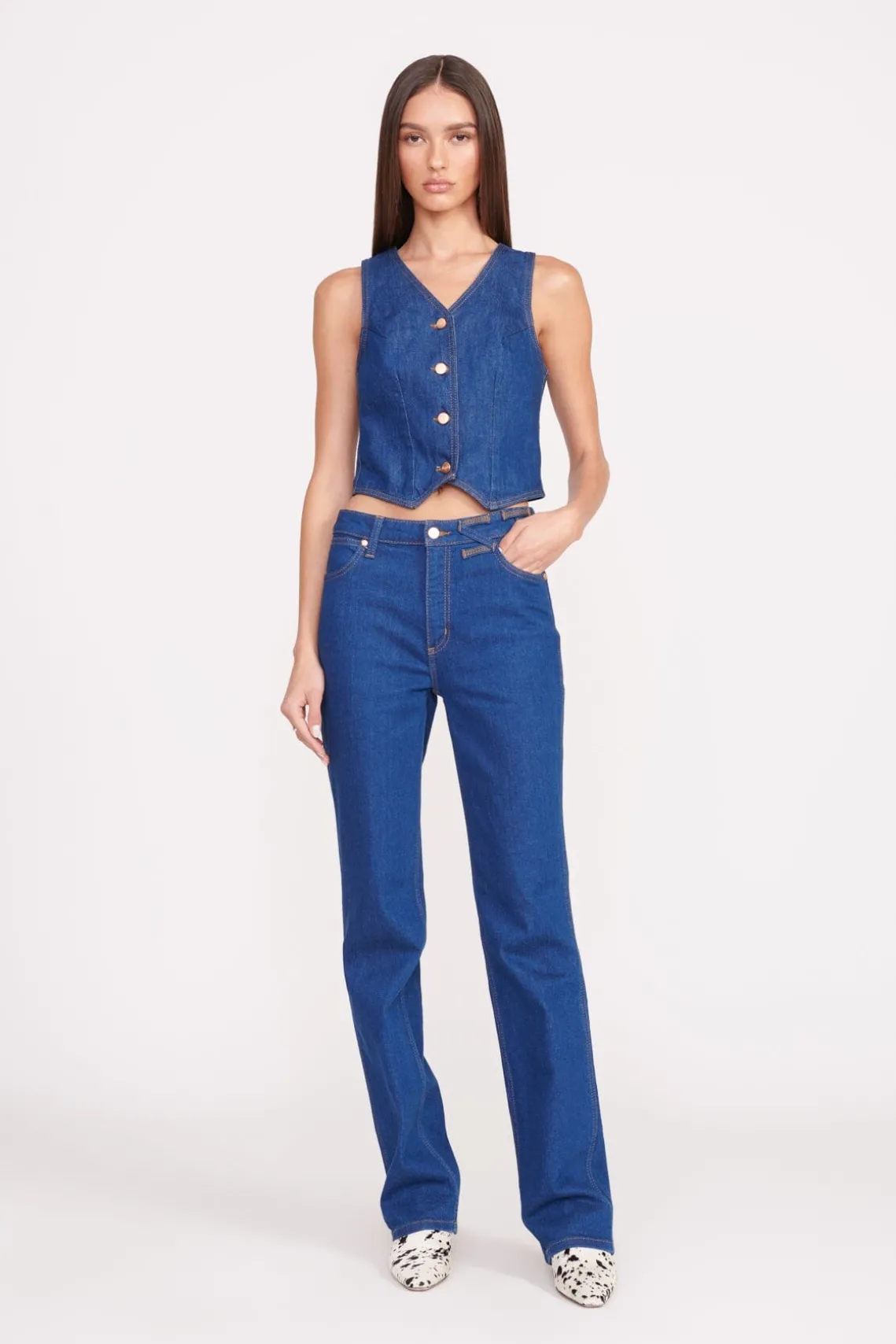 STAUD + WRANGLER THE VEST DARK RINSE