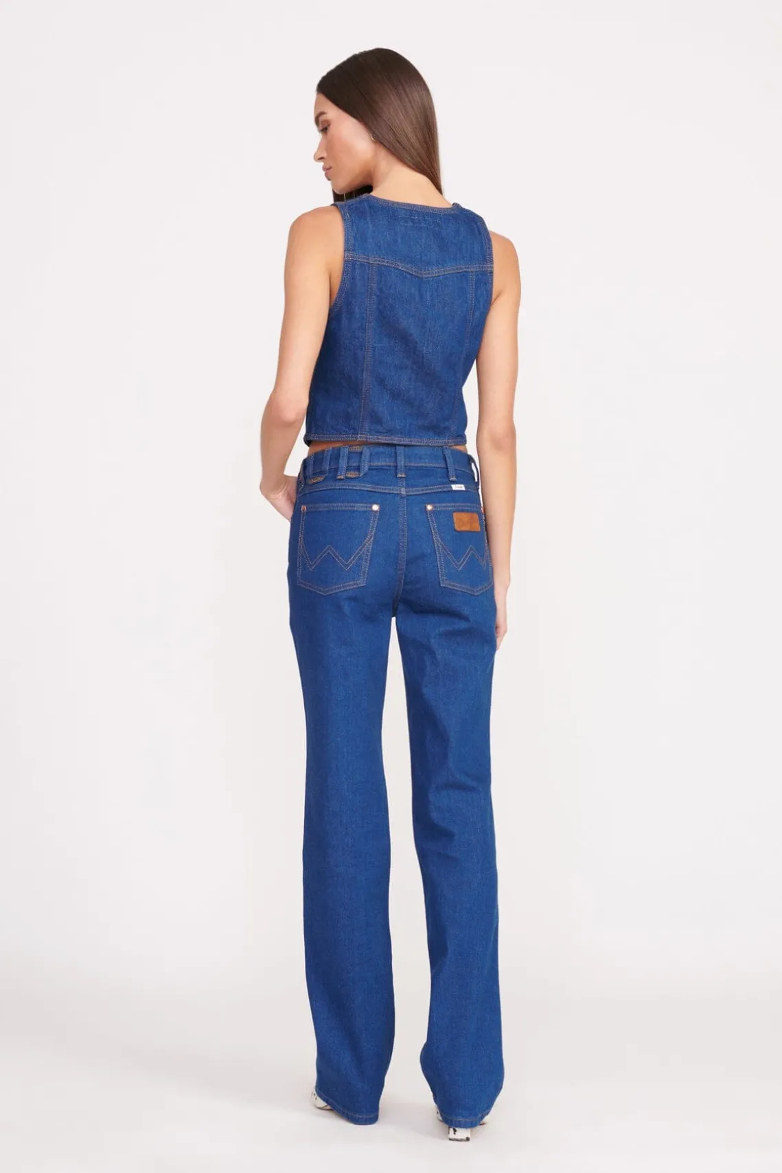 STAUD + WRANGLER THE VEST DARK RINSE