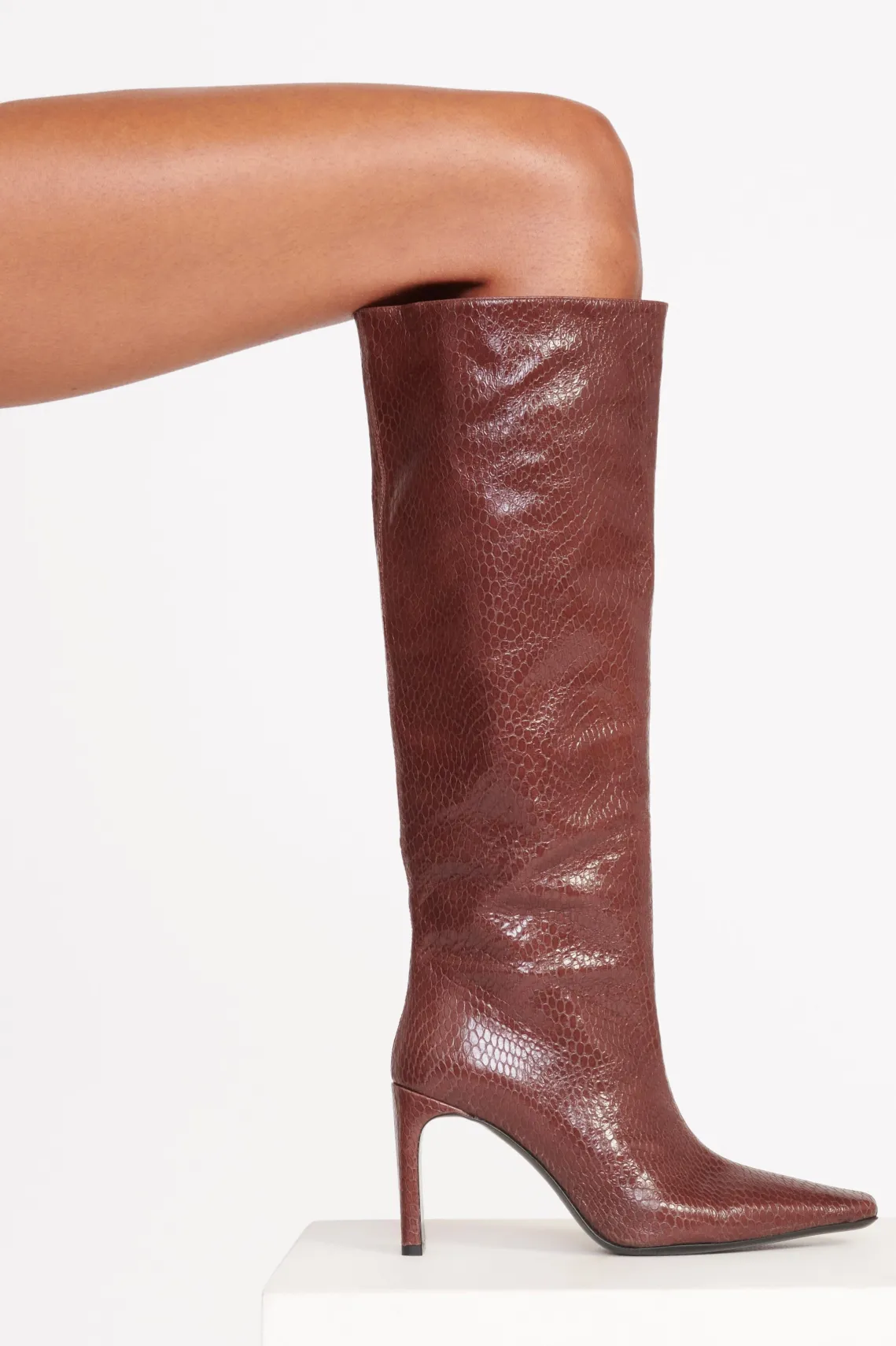 WALLY HIGH HEEL BOOT MAHOGANY